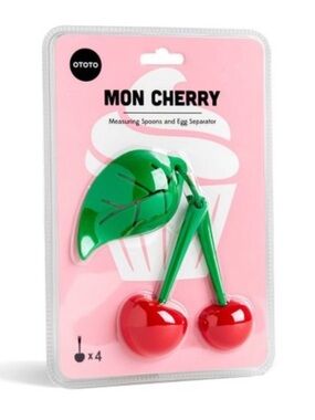 🆕 OTOTO Mon Cherry Measuring Spoons - Red & Green